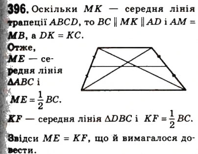 Завдання № 396 - 11. Теорема Фалеса. Теорема про пропорційні відрізки - ГДЗ Геометрія 8 клас А.Г. Мерзляк, В.Б. Полонський, М.С. Якір 2008