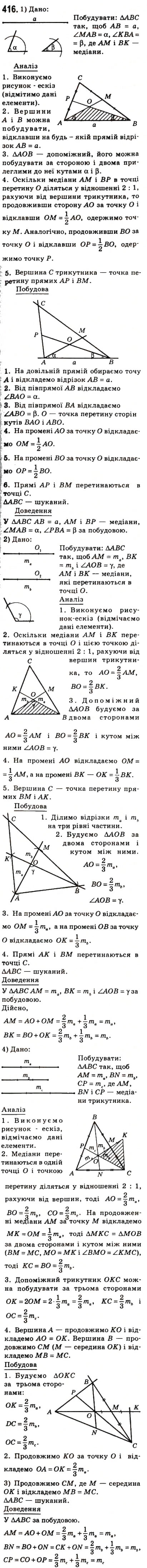 Завдання № 416 - 11. Теорема Фалеса. Теорема про пропорційні відрізки - ГДЗ Геометрія 8 клас А.Г. Мерзляк, В.Б. Полонський, М.С. Якір 2008