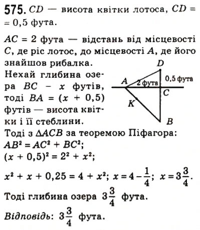 Завдання № 575 - 16. Теорема Піфагора - ГДЗ Геометрія 8 клас А.Г. Мерзляк, В.Б. Полонський, М.С. Якір 2008