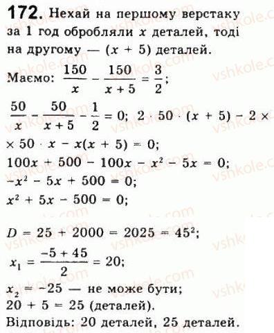 Завдання № 172 - Варіант 2 - ГДЗ Алгебра 8 клас А.Г. Мерзляк, В.Б. Полонський, Ю.М. Рабінович, M.С. Якір 2008 - Збірник задач і контрольних робіт