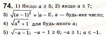 Завдання № 74 - Варіант 2 - ГДЗ Алгебра 8 клас А.Г. Мерзляк, В.Б. Полонський, Ю.М. Рабінович, M.С. Якір 2008 - Збірник задач і контрольних робіт