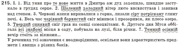 Завдання № 215 - § 21. Однорідні й неоднорідні означення - ГДЗ Українська мова 8 клас М.І. Пентилюк, І.В. Гайдаєнко, А.І. Ляшкевич, С.А. Омельчук 2008