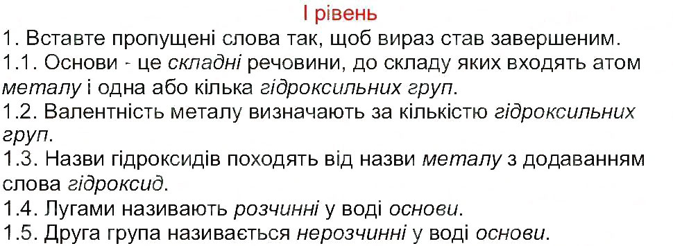Завдання № 1 - Сторінка 32 - ГДЗ Хімія 8 клас М.М. Савчин 2013 - Робочий зошит