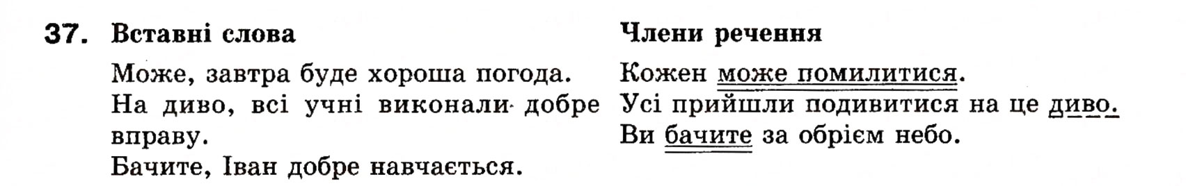 Завдання № 37 - § 2. Звертання. Вставні слова - ГДЗ Українська мова 8 клас О.П. Глазова, Ю.Б. Кузнецова 2008
