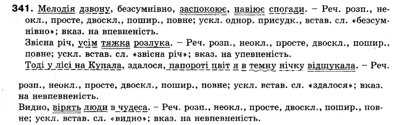 Завдання № 341 - § 26. Вставлені речення - ГДЗ Українська мова 8 клас О.П. Глазова, Ю.Б. Кузнецова 2008