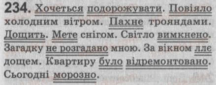 Завдання № 234 - § 21. Односкладне безособове речення - ГДЗ Українська мова 8 клас С.Я. Єрмоленко, В.Т. Сичова 2008