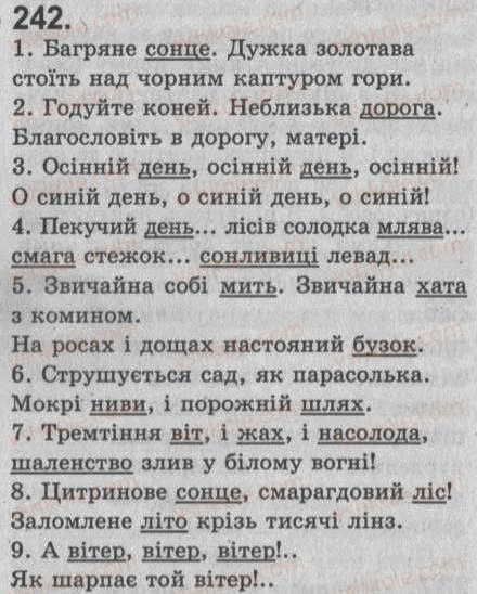 Завдання № 242 - § 22. Односкладне називне речення - ГДЗ Українська мова 8 клас С.Я. Єрмоленко, В.Т. Сичова 2008