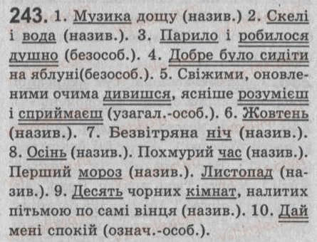 Завдання № 243 - § 22. Односкладне називне речення - ГДЗ Українська мова 8 клас С.Я. Єрмоленко, В.Т. Сичова 2008
