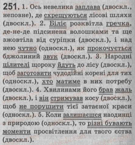 Завдання № 251 - § 23. Односкладне речення як частина складного речення - ГДЗ Українська мова 8 клас С.Я. Єрмоленко, В.Т. Сичова 2008