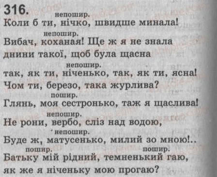 Завдання № 316 - § 28. Речення зі звертаннями. Непоширені й поширені звертання. Розділові знаки при звертанні - ГДЗ Українська мова 8 клас С.Я. Єрмоленко, В.Т. Сичова 2008