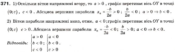 Завдання № 371 - 11. Квадратична функція, її графік і властивості - ГДЗ Алгебра 9 клас А.Г. Мерзляк, В.Б. Полонський, М.С. Якір 2009
