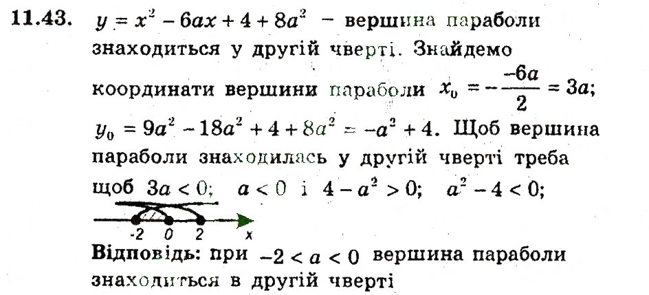 Завдання № 43 - 11. Квадратицна функція - ГДЗ Алгебра 9 клас А.Г. Мерзляк, В.Б. Полонський, М.С. Якір 2009 - Поглиблений рівень вивчення