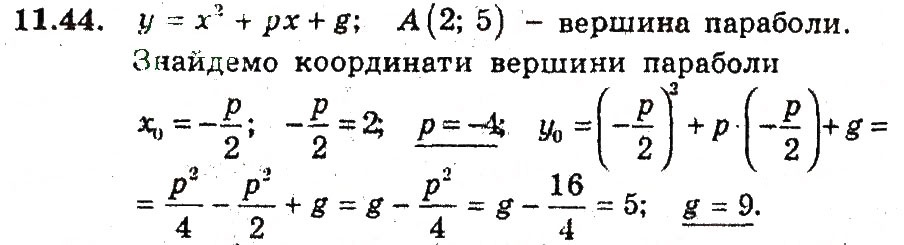 Завдання № 44 - 11. Квадратицна функція - ГДЗ Алгебра 9 клас А.Г. Мерзляк, В.Б. Полонський, М.С. Якір 2009 - Поглиблений рівень вивчення