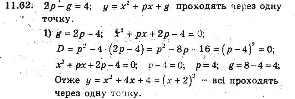 Завдання № 62 - 11. Квадратицна функція - ГДЗ Алгебра 9 клас А.Г. Мерзляк, В.Б. Полонський, М.С. Якір 2009 - Поглиблений рівень вивчення