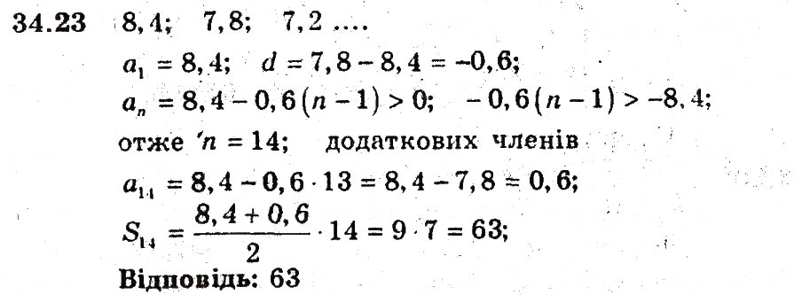 Завдання № 23 - 34. Сума n перших членів арифметичної прогресії - ГДЗ Алгебра 9 клас А.Г. Мерзляк, В.Б. Полонський, М.С. Якір 2009 - Поглиблений рівень вивчення
