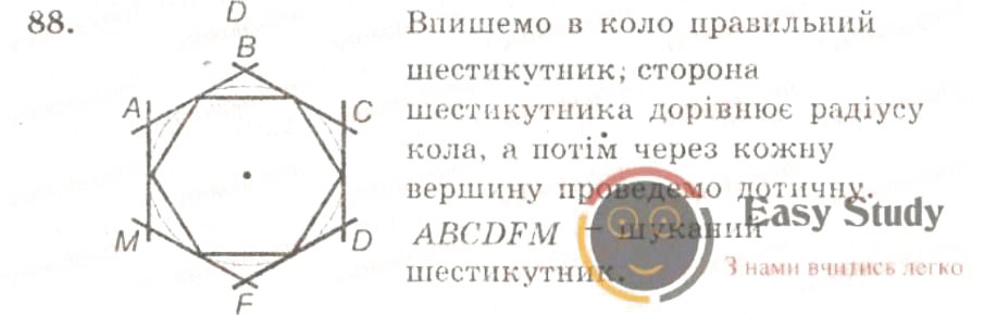 Завдання № 88 - ВАРІАНТ 1 - ГДЗ Геометрія 9 клас А.Г. Мерзляк, В.Б. Полонський, Ю.М. Рабінович, M.С. Якір 2010 - Збірник задач і контрольних робіт