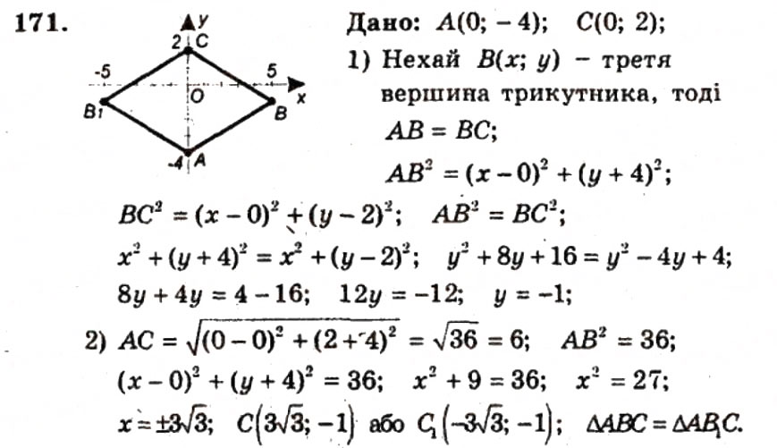 Завдання № 171 - ВАРІАНТ 2 - ГДЗ Геометрія 9 клас А.Г. Мерзляк, В.Б. Полонський, Ю.М. Рабінович, M.С. Якір 2010 - Збірник задач і контрольних робіт