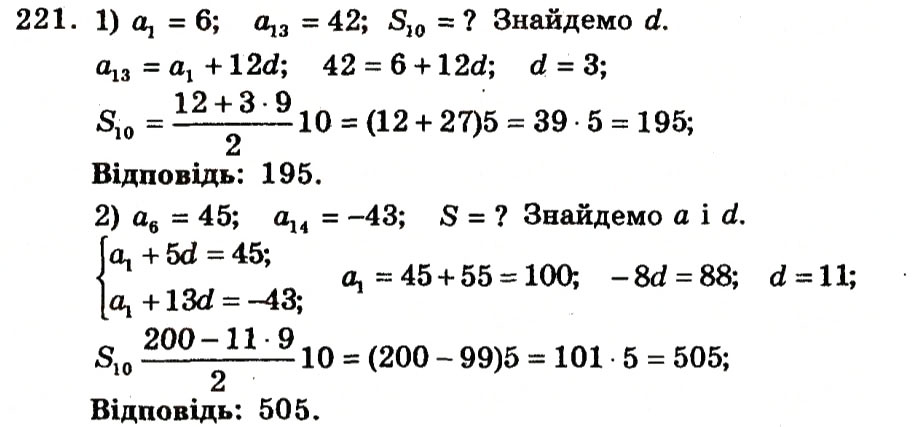 Завдання № 221 - Варіант 1 - ГДЗ Алгебра 9 клас А.Г. Мерзляк, В.Б. Полонський, Ю.М. Рабінович, M.С. Якір 2010 - Збірник задач і контрольних робіт
