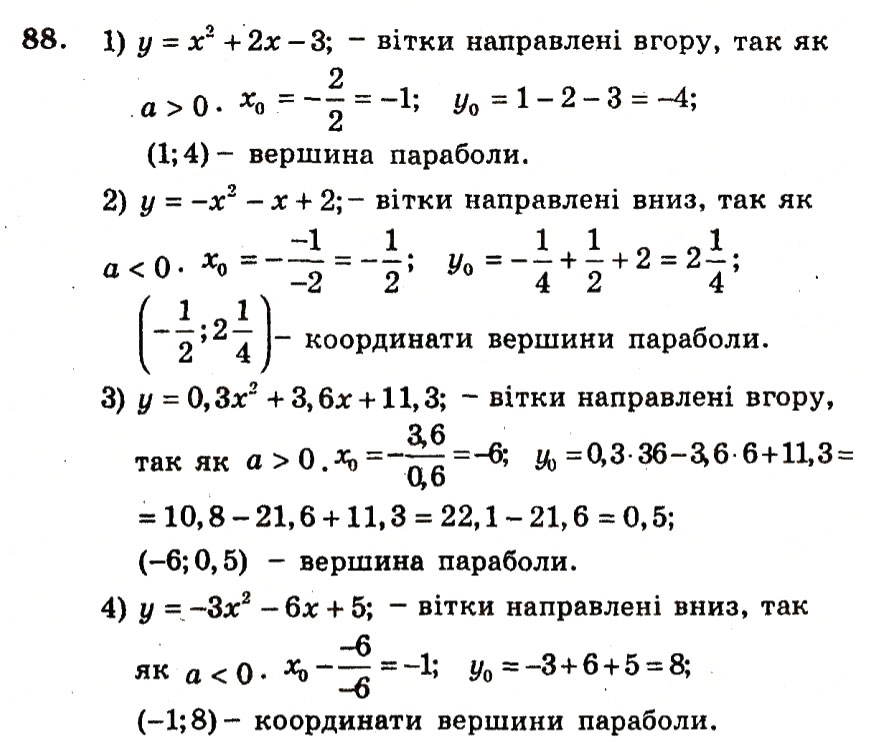 Завдання № 88 - Варіант 2 - ГДЗ Алгебра 9 клас А.Г. Мерзляк, В.Б. Полонський, Ю.М. Рабінович, M.С. Якір 2010 - Збірник задач і контрольних робіт