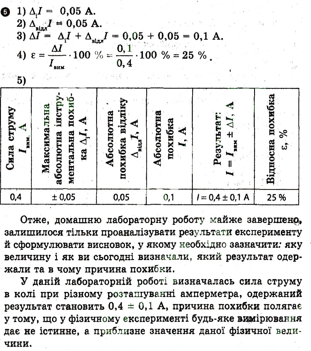 Завдання № 5 - Домашня робота - ГДЗ Фізика 9 клас Ф.Я. Божинова, М.В. Бондаренко, О.М. Євлахова 2010 - Зошит для лабораторних робіт
