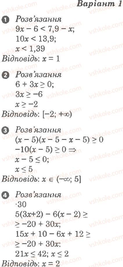 Завдання № В1 - Самостійна робота 2. Лінійні нерівності з однією змінною - ГДЗ Алгебра 9 клас Л.Г. Стадник, О.М. Роганін 2010 - Комплексний зошит для контролю знань