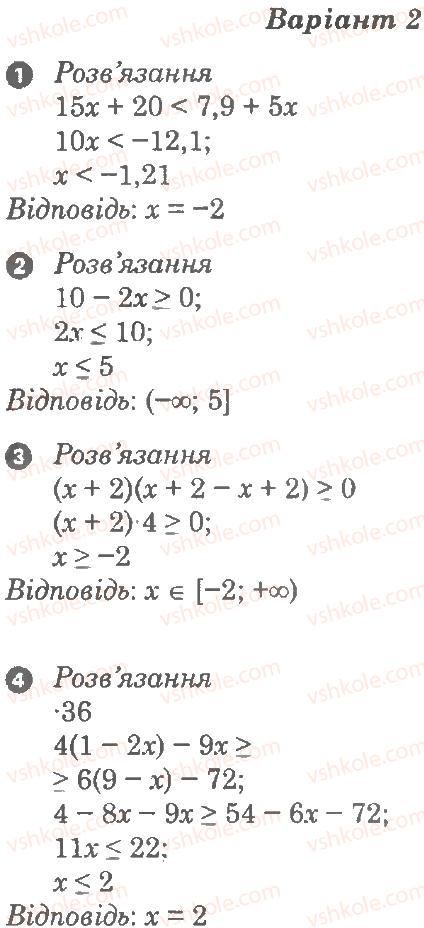 Завдання № В2 - Самостійна робота 2. Лінійні нерівності з однією змінною - ГДЗ Алгебра 9 клас Л.Г. Стадник, О.М. Роганін 2010 - Комплексний зошит для контролю знань