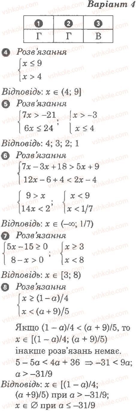 Завдання № В4 - Контрольна робота 2. Системи нерівностей - ГДЗ Алгебра 9 клас Л.Г. Стадник, О.М. Роганін 2010 - Комплексний зошит для контролю знань