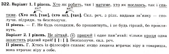 Завдання № 322 - § 28. Стилістичні особливості складних речень з різними видами зв’язку - ГДЗ Українська мова 9 клас М.І. Пентилюк, І.В. Гайдаєнко, А.І. Ляшкевич, С.А. Омельчук 2009