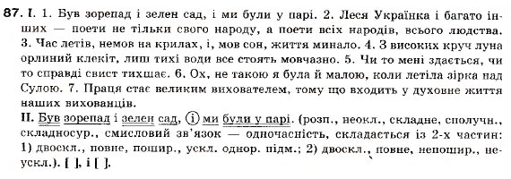 Завдання № 87 - § 7. Складні речення без сполучників, із сурядним і підрядним зв’язком - ГДЗ Українська мова 9 клас М.І. Пентилюк, І.В. Гайдаєнко, А.І. Ляшкевич, С.А. Омельчук 2009