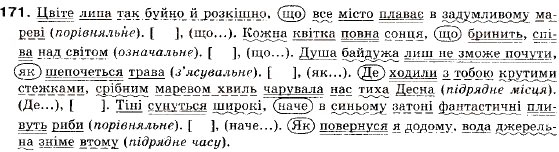 Завдання № 171 - § 12. Складнопідрядні речення з підрядними обставинними частинами - ГДЗ Українська мова 9 клас О.П. Глазова, Ю.Б. Кузнецов 2009