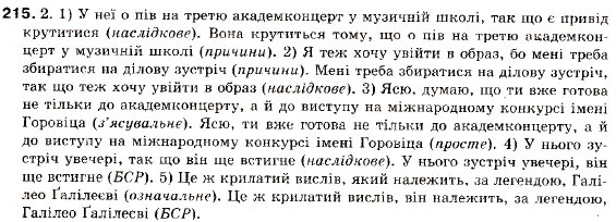 Завдання № 215 - § 18. Складнопідрядні речення з підрядними наслідковими, допустовими - ГДЗ Українська мова 9 клас С.Я. Єрмоленко, В.Т. Сичова 2009