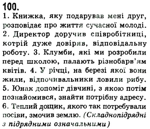Завдання № 100 - СКЛАДНОПІДРЯДНЕ ТА БЕЗСПОЛУЧНИКОВЕ СКЛАДНЕ РЕЧЕННЯ - ГДЗ Українська мова 9 клас Н.В. Бондаренко, А.В. Ярмолюк 2009