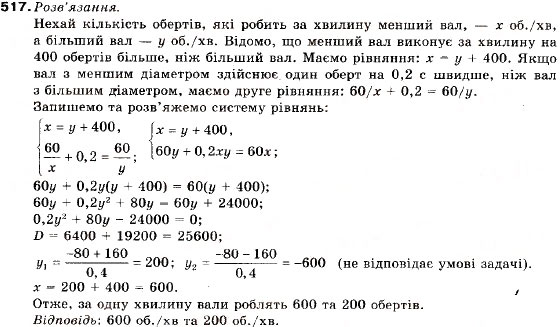 Завдання № 517 - 17. Математичне моделювання - ГДЗ Алгебра 9 клас В.Р. Кравчук, Г.М. Янченко, М.В. Підручна 2009