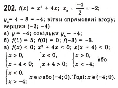 Завдання № 202 - § 3. Квадратична функція та її графік - ГДЗ Алгебра 9 клас Ю.І. Мальований, Г.М. Литвиненко, Г.М. Возняк 2009
