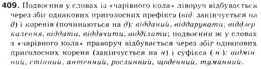 Завдання № 409 - § 44. Подвоєння букв на позначення подовжених м'яких приголосних та збігу однакових приголосних звуків - ГДЗ Українська мова 5 клас С.Я. Єрмоленко, В.Т. Сичова 2013