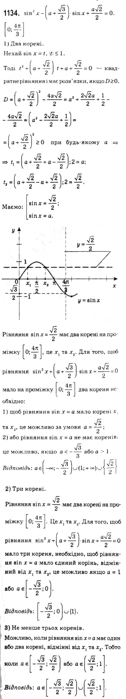 Завдання № 1134 - 51. Тригонометричні рівняння, які зводяться до алгебраїчних - ГДЗ Алгебра 10 клас А.Г. Мерзляк, Д.А. Номіровський, В.Б. Полонський, М.С. Якір 2010 - Профільний рівень