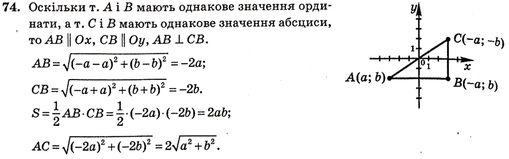 Завдання № 74 - § 2. Методи розв’язування планіметричних задач - ГДЗ Геометрія 10 клас Г.П. Бевз, В.Г. Бевз, Н.Г. Владимирова 2010 - Профільний рівень
