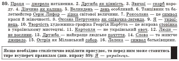 Завдання № 89 - § 9. Тире між підметом і присудком - ГДЗ Українська мова 8 клас М.І. Пентилюк, І.В. Гайдаєнко, А.І. Ляшкевич, С.А. Омельчук 2008