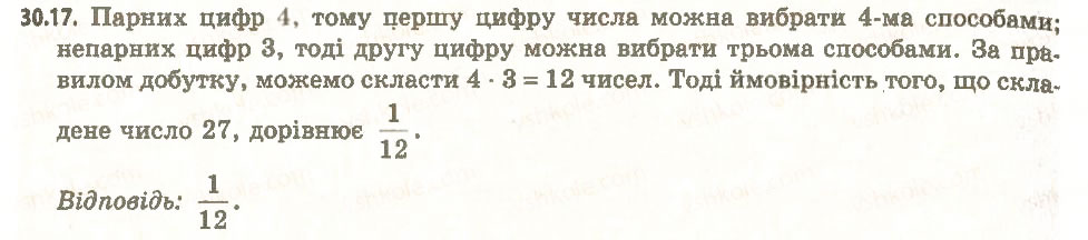 Завдання № 17 - 30. Частота та ймовірність випадкової події - ГДЗ Алгебра 11 клас А.Г. Мерзляк, Д.А. Номіровський, В.Б. Полонський, М.С. Якір 2011 - Академічний, профільний рівні