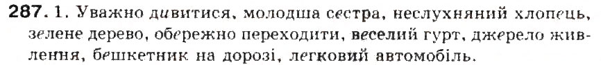 Завдання № 287 - § 31. Вимова наголошених і ненаголошених голосних і позначення їх на письмі. Ненаголошені голосні е, и, о у коренях слів - ГДЗ Українська мова 5 клас С.Я. Єрмоленко, В.Т. Сичова 2013