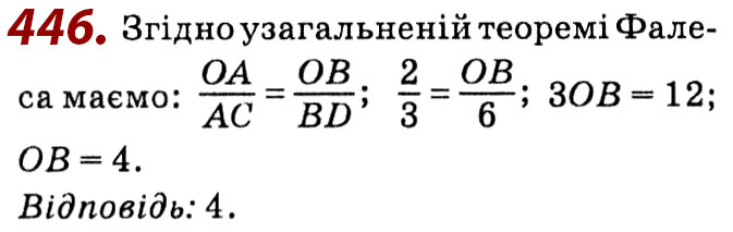 Завдання № 446 - Розділ 2. Подібність трикутників - ГДЗ Геометрія 8 клас О.С. Істер 2021 