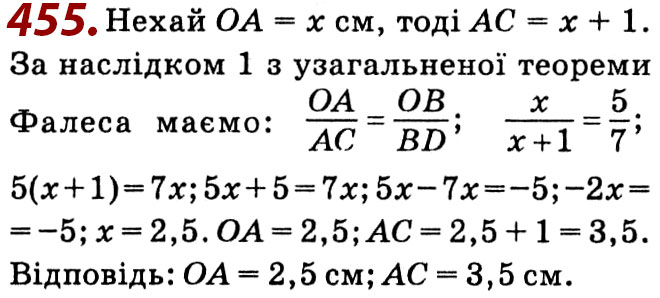 Завдання № 455 - Розділ 2. Подібність трикутників - ГДЗ Геометрія 8 клас О.С. Істер 2021 