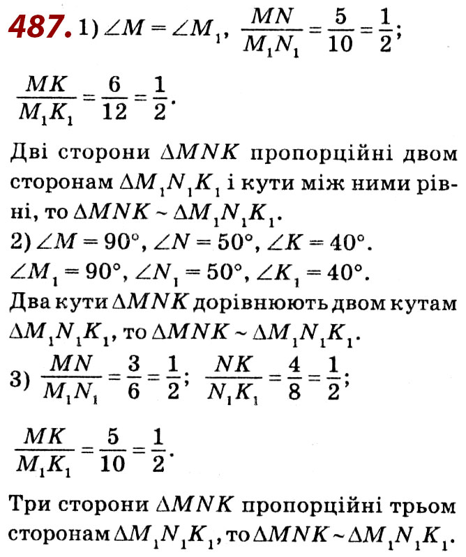 Завдання № 487 - Розділ 2. Подібність трикутників - ГДЗ Геометрія 8 клас О.С. Істер 2021 