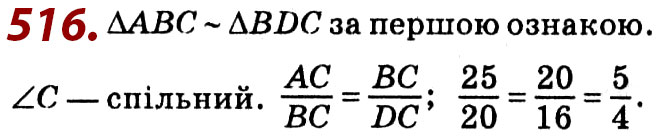 Завдання № 516 - Розділ 2. Подібність трикутників - ГДЗ Геометрія 8 клас О.С. Істер 2021 