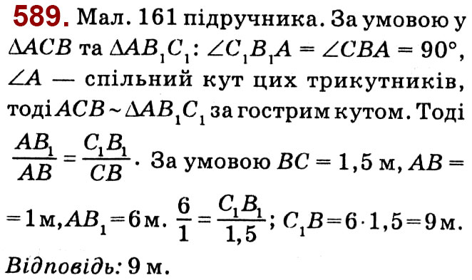 Завдання № 589 - Розділ 2. Подібність трикутників - ГДЗ Геометрія 8 клас О.С. Істер 2021 