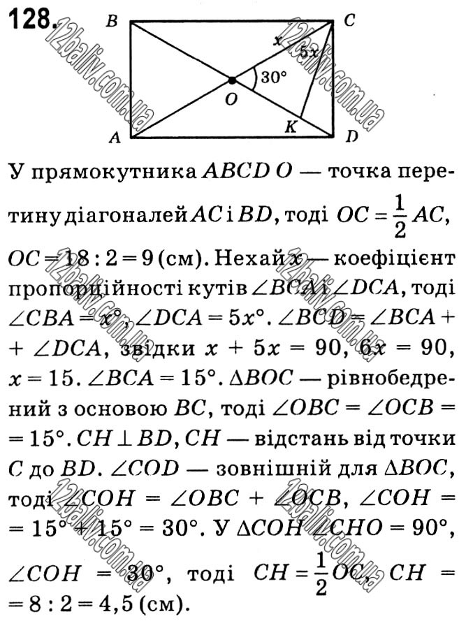 Завдання № 128 - § 1. Чотирикутники - ГДЗ Геометрія 8 клас А.Г. Мерзляк, В.Б. Полонський, М.С. Якір 2021 