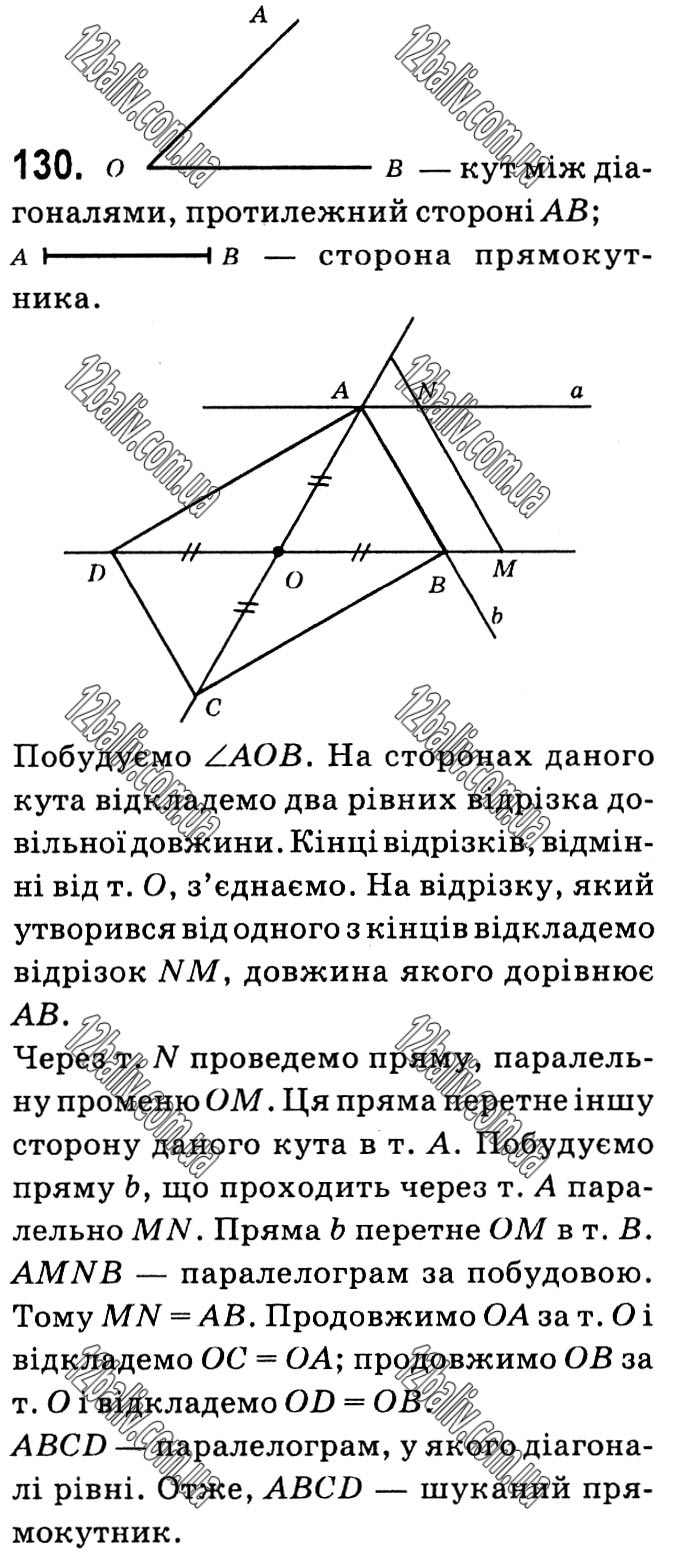 Завдання № 130 - § 1. Чотирикутники - ГДЗ Геометрія 8 клас А.Г. Мерзляк, В.Б. Полонський, М.С. Якір 2021 