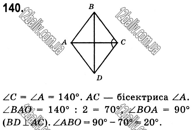Завдання № 140 - § 1. Чотирикутники - ГДЗ Геометрія 8 клас А.Г. Мерзляк, В.Б. Полонський, М.С. Якір 2021 