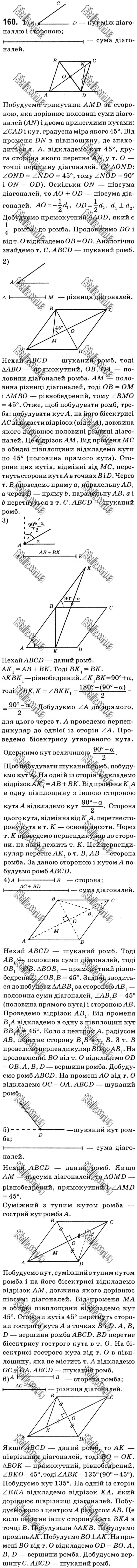 Завдання № 160 - § 1. Чотирикутники - ГДЗ Геометрія 8 клас А.Г. Мерзляк, В.Б. Полонський, М.С. Якір 2021 