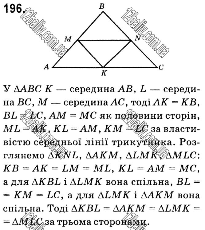 Завдання № 196 - § 1. Чотирикутники - ГДЗ Геометрія 8 клас А.Г. Мерзляк, В.Б. Полонський, М.С. Якір 2021 